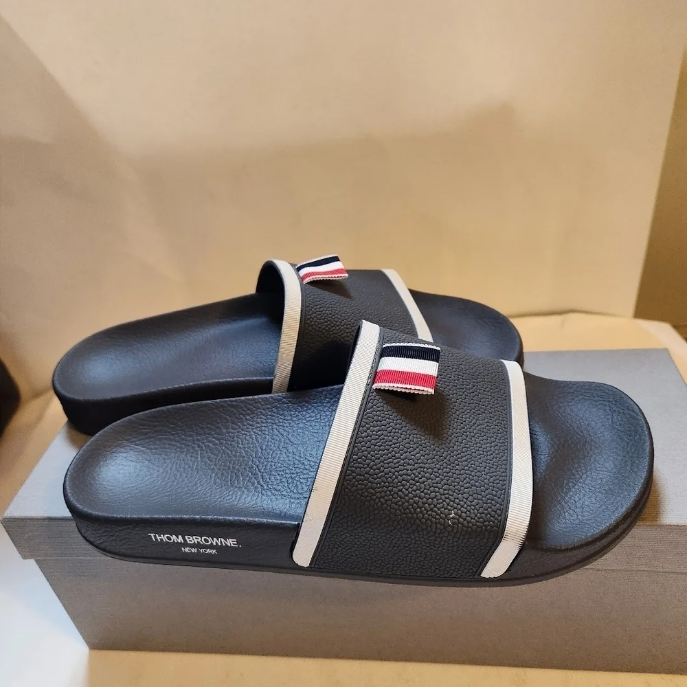 Thom Browne grosgrain loop tab pool slides size 41 BNWB